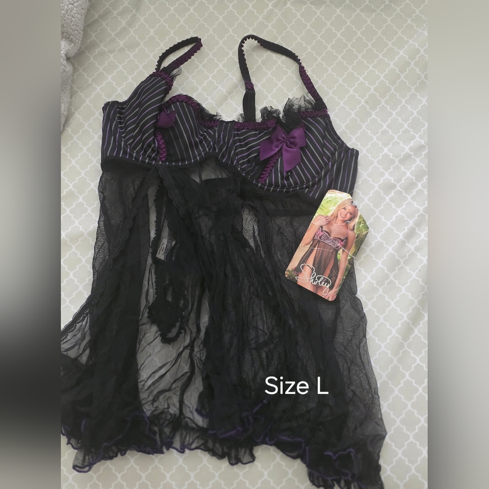 Purple and Black Lingerie Set